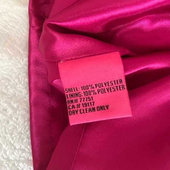 BETSEY JOHNSON VINTAGE HOT PINK STRAPLESS SATIN MINI DRESS SIZE 4 - Picture 5 of 12